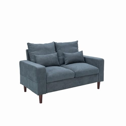 Panana Small Loveseat Sofa Upholstered Couch Modern Linen 2 Seater Love Seats for Living Room, Apartment, Small Space, Grey
