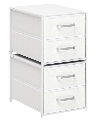 Stackable Storage Drawers - 2 Tier Closet Organizer with Metal Handles and Metal Frame, Fabric Dresser with Collapsible Bins for Bedroom, Dorm, Office, White, 2 Pack - color: White, size: 15.7 Inch. - 2 Pack