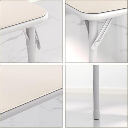 VECELO 34'' Folding Card Table Square with Soft Padded Tabletop, Portable for Dining Room, Parties, Games, Puzzles, Cream & Beige - color: Cream & Beige, style: Folding Table