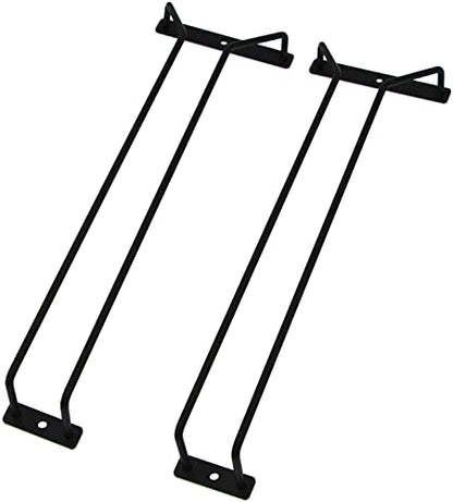 14-Inch Black Wine Glass Rack, Under Cabinet Wine Glass Holder, Stemware Rack, Hanging Stemware Holder, Set of 2 - color: Black, size: 14 Inch 2 Pack