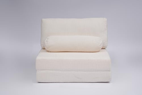 49" Foldable Modular Studio Couch, Space Saver Bed with High Density Foam, Sofa Individual with Creative Shape for Apartment Leisure Scenes, White - color: White