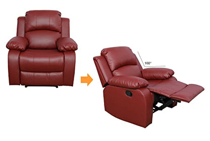 A Ainehome Living Room Furniture Set Leather Recliner Sofa Set Loveseat Chair Furniture Sofa Set for Living Room/Small Space/Rv/House/Office/Theater Seating (A-Red Leather, 3 Piece Set) - color: A-red Leather, size: 3 piece set