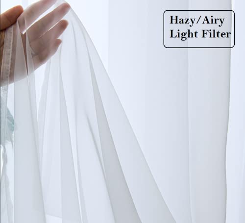 PI White Sheer Tier Curtains 36 Inches Length with Ring Top,Small Polyester Café Curtains for Kitchen/Bathroom/Farmhouse/Basement 2 Panels(W42 X L36,Optical White) - color: Optical White, size: 42"W x 36"L (Pack of 2)