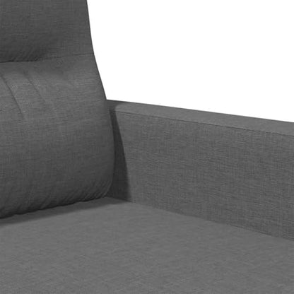 3-Seater Sofa Dark Gray FabricCouch with Metal Frame and Foam Cushions, Rectangular Mid-Century Modern Settee Furniture for Living Room and Office Seating - size: 3-Seater