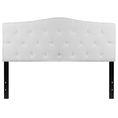 EMMA + OLIVER White Queen Tufted Headboard | Adjustable Bed Rail Slots, Fabric Upholstered - color: White, size: Queen