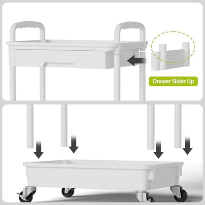 Sorgion 5 Tier Rolling Cart Organizer,Bathroom Cart Organizers with Wheels Laundry Room Organization Mobile Shelving Unit Utility Cart Storage Shelves Multi-Functional for Office, Home(White) - size: 5Tier-White