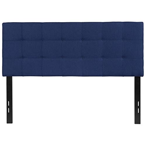 Quilted Tufted Upholstered Full Size Headboard in Navy Fabric - color: Navy, size: Full