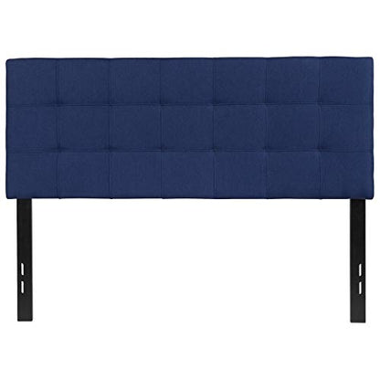 Quilted Tufted Upholstered Full Size Headboard in Navy Fabric - color: Navy, size: Full