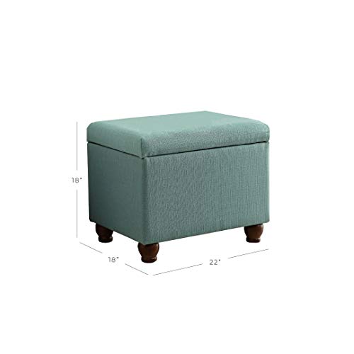 Spatial Order 22" Medium Rectangular Storage Ottoman - Aqua Linen - color: Aqua Linen