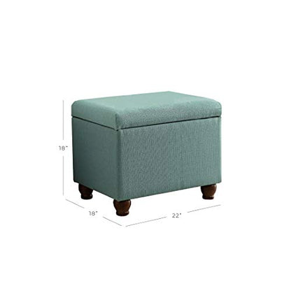 Spatial Order 22" Medium Rectangular Storage Ottoman - Aqua Linen - color: Aqua Linen