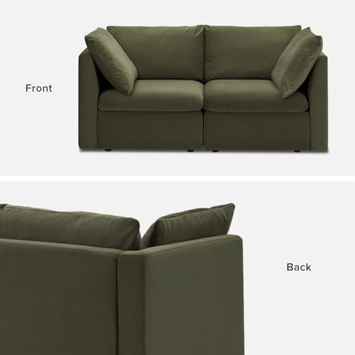mopio Oversized Modular Sectional Sofa with Fully Removable Covers and Storage, Convertible U, L-Shaped and Sleeper Sectional, Modern Couches with Ottoman Chaise (Olive Green Velvet, Loveseat) - color: [Gen 2] Olive Green Velvet, size: Loveseat