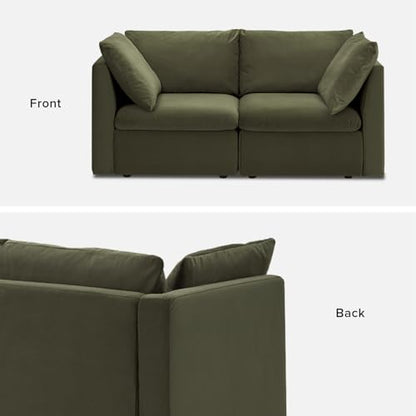 mopio Oversized Modular Sectional Sofa with Fully Removable Covers and Storage, Convertible U, L-Shaped and Sleeper Sectional, Modern Couches with Ottoman Chaise (Olive Green Velvet, Loveseat) - color: [Gen 2] Olive Green Velvet, size: Loveseat