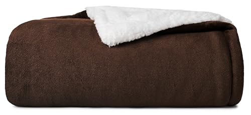 Casual Living Queen Sherpa Blanket, Reversible Fleece, 90" x 90", Brown | Cozy Sherpa Reverse, Oversized Coverage, Hypoallergenic, OEKO-TEX Compliant, Machine Washable, Plush Fleece Face - color: Brown, size: Full/Queen 90 x 90-inch
