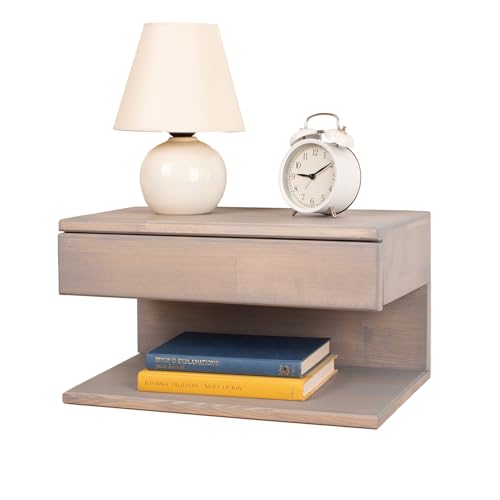 Floating Nightstand Side Accent or End Table with Storage Drawer, Wood Bedside Shelf, Handmade Floating Table, Nightstand Shelf (Istanbul) - color: Istanbul