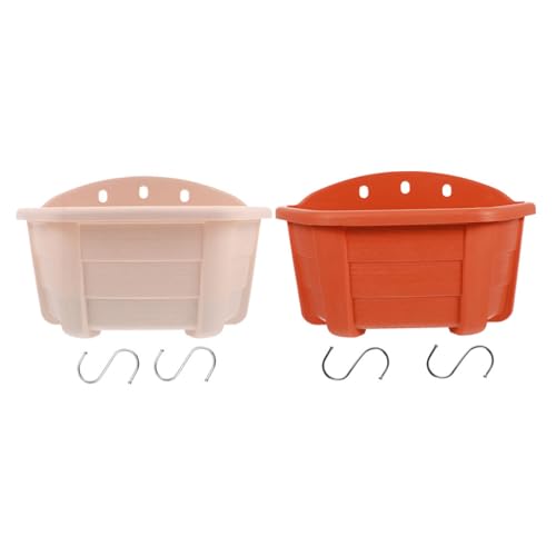 POPETPOP 2Pcs Modern Half Dome Hanging Planters for Use Durable Flower Pots Beige White Brick Red for Wall Balcony and Garden Decor