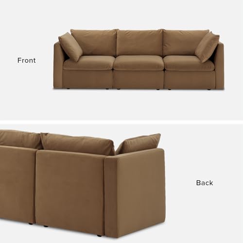 mopio Oversized Modular Sectional Sofa with Fully Removable Covers and Storage, Convertible U, L-Shaped and Sleeper Sectional, Modern Couches with Ottoman Chaise (Hazelnut Velvet, 3 Seater) - color: [Gen 2] Hazelnut Velvet, size: 3 Seater