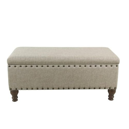 HomePop 42" Storage Bench with Nailhead Trim - Taupe/Cream - color: Taupe/ Cream