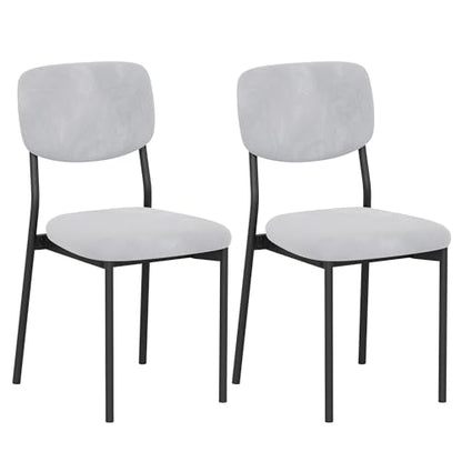 Einhomn Upholstered Dining Chairs Set, Modern Stackable Dining Room Chairs with Soft Velvet Backrest, Kitchen Chairs with Sturdy Metal Legs for Living Room, Restaurant, Set of 2,Light Grey - color: Light Grey