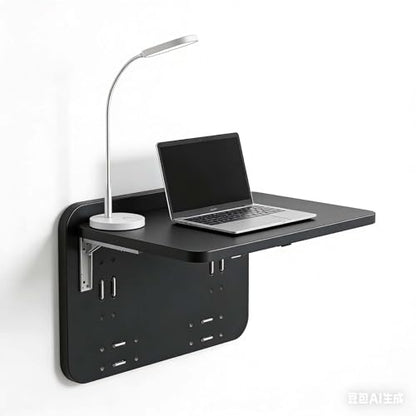 Wall Mounted Desk Folding, Fold Down Table Wall Mounted - Space-Saving Foldable Table for Bedroom, Dorm & Apartment(Black)