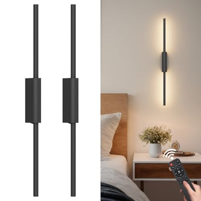23.6In Battery Operated Wall Sconces Set of Two,10000mAh Rechargeable Sconce 3 Colors Dimmable Wireless Sconces for Living Room - size: 23.6Inch