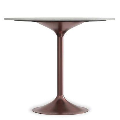 SIMPLIHOME Whitley 72" Wide Solid Mango Wood Dining Table in Grey Wash - color: White Marble/Antique Copper