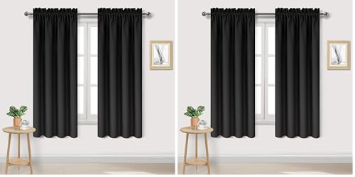 DWCN Blackout Curtains – Thermal Insulated, Energy Saving & Noise Reducing Bedroom and Living Room Curtains, Black, W 42x L 63 Inch, Set of 2 Rod Pocket Curtain Panels (Pack of 2) - color: Black, size: 42"W x 63"L (Pack of 4)