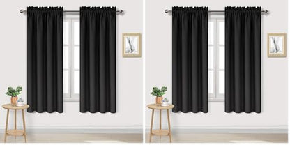 DWCN Blackout Curtains – Thermal Insulated, Energy Saving & Noise Reducing Bedroom and Living Room Curtains, Black, W 42x L 63 Inch, Set of 2 Rod Pocket Curtain Panels (Pack of 2) - color: Black, size: 42"W x 63"L (Pack of 4)