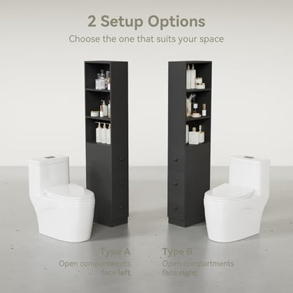 ARTETHYS Tall Narrow Free Standing Bathroom Storage Cabinet Set of 2, Black | 3-Level Adjustable Shelves, Home - Space Saver for Living Room Kitchen, 3 Drawers - color: Black Set of 2