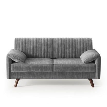 64.5" Loveseat Sofa, Chenille Loveseat Couch for Living Room, Grey | 23.2" Deep Seat Love seat with Padded Arms, Comfy Modern Small Couches for Bedroom, Small Spaces, Dorms, Office, Apartment - color: Grey