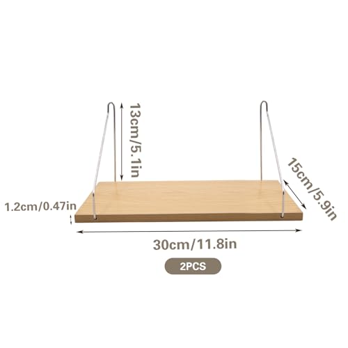 SnowTing 2 Set Fabric Wall Cubicle Shelf with Hooks, Wall Mounted Wooden Floating Storage Shelf for Fabric Panel in Kitchen, Bedroom, Living Room, Office Desk, 11.8 x 5.9 x 0.47 Inch - color: Wood
