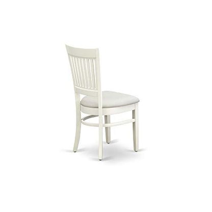 East West Furniture DLVA5-LWH-C 5 Piece Dining Table Set for 4 Includes a Round Kitchen Table with Dropleaf and 4 Linen Fabric Kitchen Dining Chairs, 42x42 Inch, Linen White - color: Dlva5-lwh-c