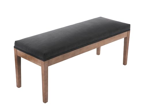 Linen Dining Bench Upholstered Entryway Bench Farmhouse Shoe Bench Seat Ottoman for Hallway Living Room Bedroom End of Bed Dining Room Kitchen, 45.5" Long, Charcoal - color: Linen, Charcoal