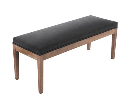 Linen Dining Bench Upholstered Entryway Bench Farmhouse Shoe Bench Seat Ottoman for Hallway Living Room Bedroom End of Bed Dining Room Kitchen, 45.5" Long, Charcoal - color: Linen, Charcoal