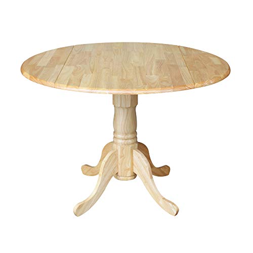 IC International Concepts 42" Solid Wood Drop Leaf Pedestal Dining Table - color: Natural