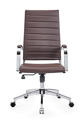 lux Modern Desk Chairs with Wheels and arms Ergo Chairs high Back Chair Computer Leather Modern Chair Leather Office Executive Chair (4020-brown) - color: 4020-brown