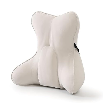 Lumbar Support Pillow(Pat. Pend) – Multi-Functional Ergonomic Back Cushion for Sofa Chair, Car Seat & Sofa, Reading Pillow with Firm Multi-Zone Support to Relieve Lower Back Pain, Misty White - color: Misty White
