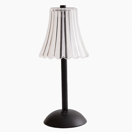HEQET Cordless Table Lamps for Home,Table,Dining Room, Gold Rechargeable Lamps, USB Charge 12'' Tall LED Brass Portable Outdoor Indoor Table Lamp with Built-in Dimmer (Black-White) - color: Black-Flower (Pack of 1)