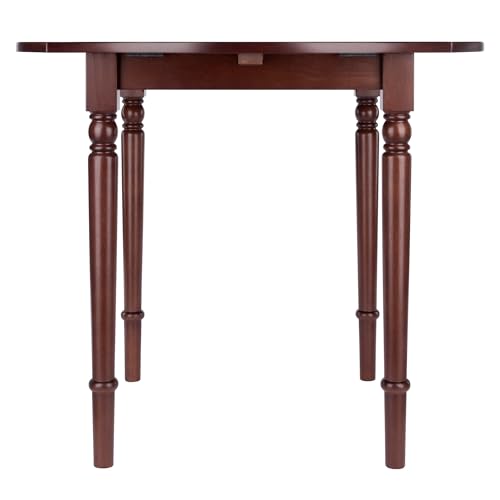Winsome Sorella 5-pc Set Round Drop Leaf Table, Walnut - color: Walnut, size: Table + 4 Chairs