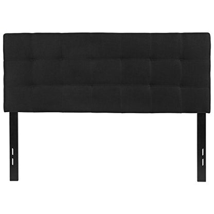Emma + Oliver Black Full Quilted Tufted Headboard | Adjustable Bed Rail Slots, Fabric Upholstered - color: Black, size: Full