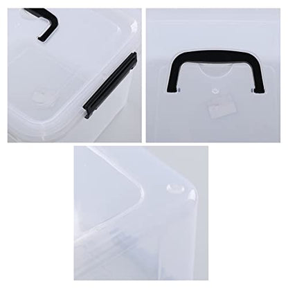 4-Pack 10.5 Quart Clear Plastic Latch Storage Boxes with Lid | Clear BPA-free plastic, secure black latches, lid carry handle, ideal for pantry, closet, garage & kitchen storage - size: 10.5 quart