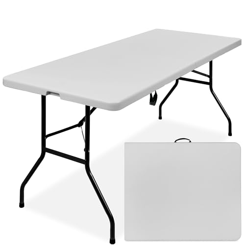 Best Choice Products 6ft Plastic Folding Table, Indoor Outdoor Heavy Duty Portable w/Handle, Lock for Picnic, Party, Camping - Light Gray - color: Light Gray, size: 6ft