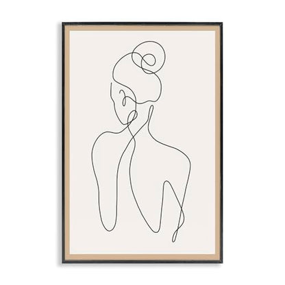 'Minimal Woman Line Drawing'| Framed Giclee Art | Stupell Industries | Black, 12 x 18 Inches, Easy to Hang and Sturdy, Made in USA, by Creative Studio - color: Midnight Black (Textured), size: 18"L x 12"W