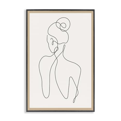 'Minimal Woman Line Drawing'| Framed Giclee Art | Stupell Industries | Black, 16 x 24 Inches, Easy to Hang and Sturdy, Made in USA, by Creative Studio - color: Midnight Black (Textured), size: 24"L x 16"W