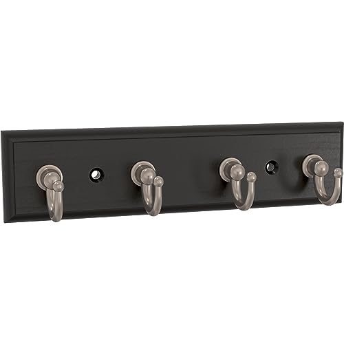Franklin Brass Key Tidy (1-Pack) Matte Black Key Holder 7' Wall Mount Small Item Rack 4 Hooks for Wall, Hallway, Entry Small Keychain Rail Organizer B46711K-218-R - color: Matte Black & Matte Nickel, size: 7 Inch