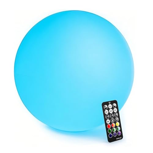 LOFTEK Floating Pool Light - 16-inch Large Ball Lamp with Remote - 3 Modes & 16 RGB Colorful - Waterproof & Rechargeable Globe Floor Lamp for Pool Party, Gaming Room, Garden, 1-Pack - size: 16-inch