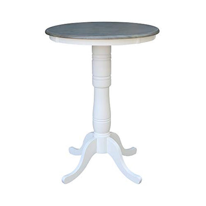 IC INTERNATIONAL CONCEPTS 30" Round Solid Wood Gray Table-Bar Height - color: White-heather Gray