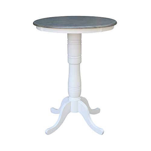IC INTERNATIONAL CONCEPTS 30" Round Solid Wood Gray Table-Bar Height - color: White-heather Gray