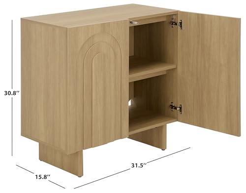 SAFAVIEH Furniture - Simi Media Stand for TVs up to 28" - Natural Brown Compact Entertainment Media Console - Storage Cabinet for Living Room, Bedroom (MED3119A) - color: Natural