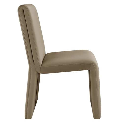 Modway Emory Upholstered Dining Side Chair in Taupe - Single Armless Slipper Chair - Padded Performance Velvet Accent for Dining Room, Kitchen - color: Taupe