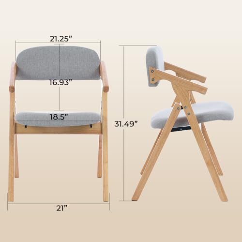 Folding Chairs with Padded Seats,Wooden Stackable Dining Chair,Easy to Store Foldable Dining Chairs for Kitchen, Living Room, Wedding Party Picnic (Grey) - color: Grey